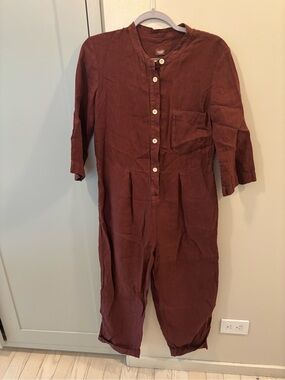 Toast Women's Linen Jumpsuit in Deep Burgundy - Stylish One-Piece